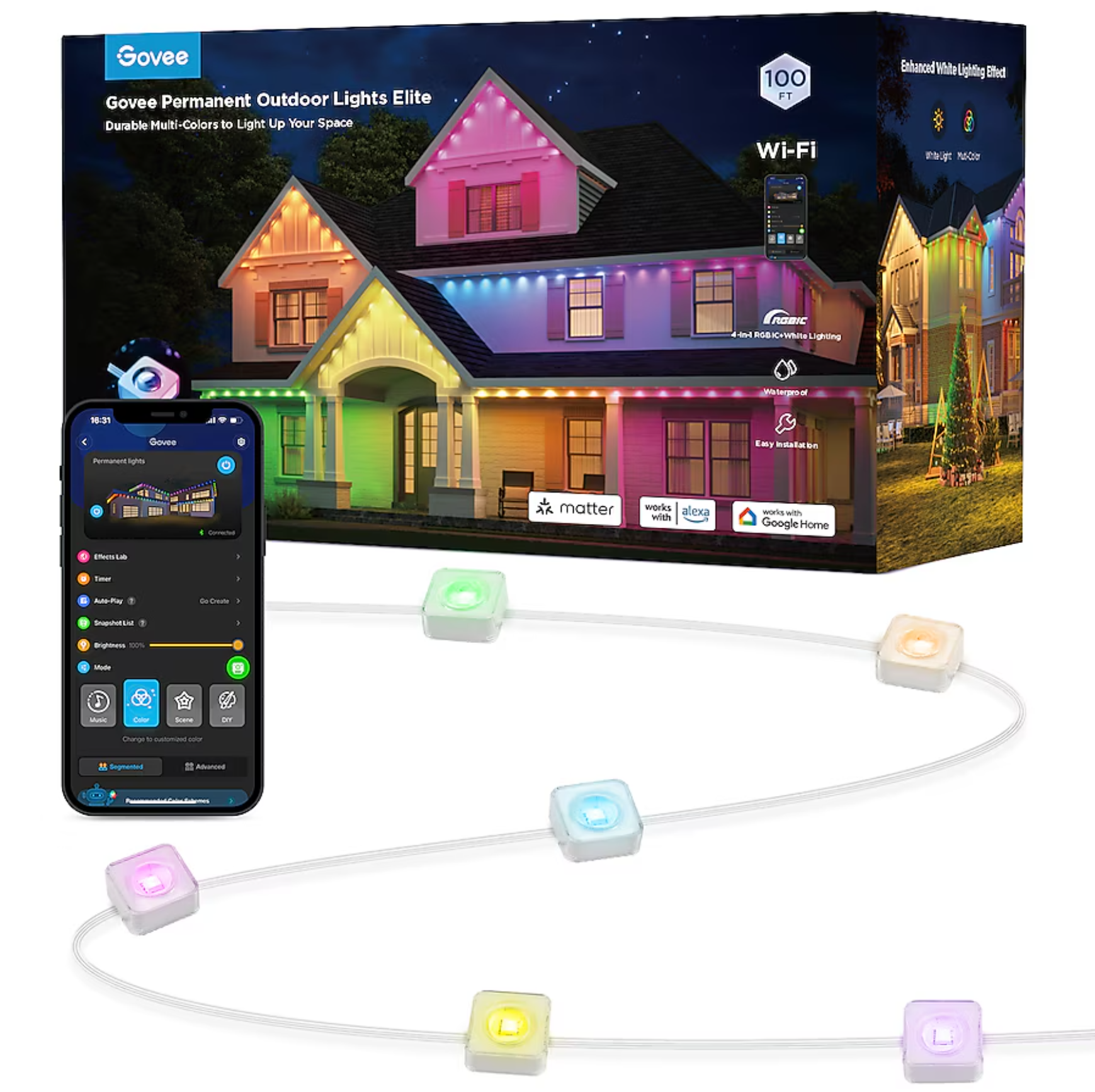 Govee 100ft RGBICW White Permanent Outdoor Lights Elite - Bellso